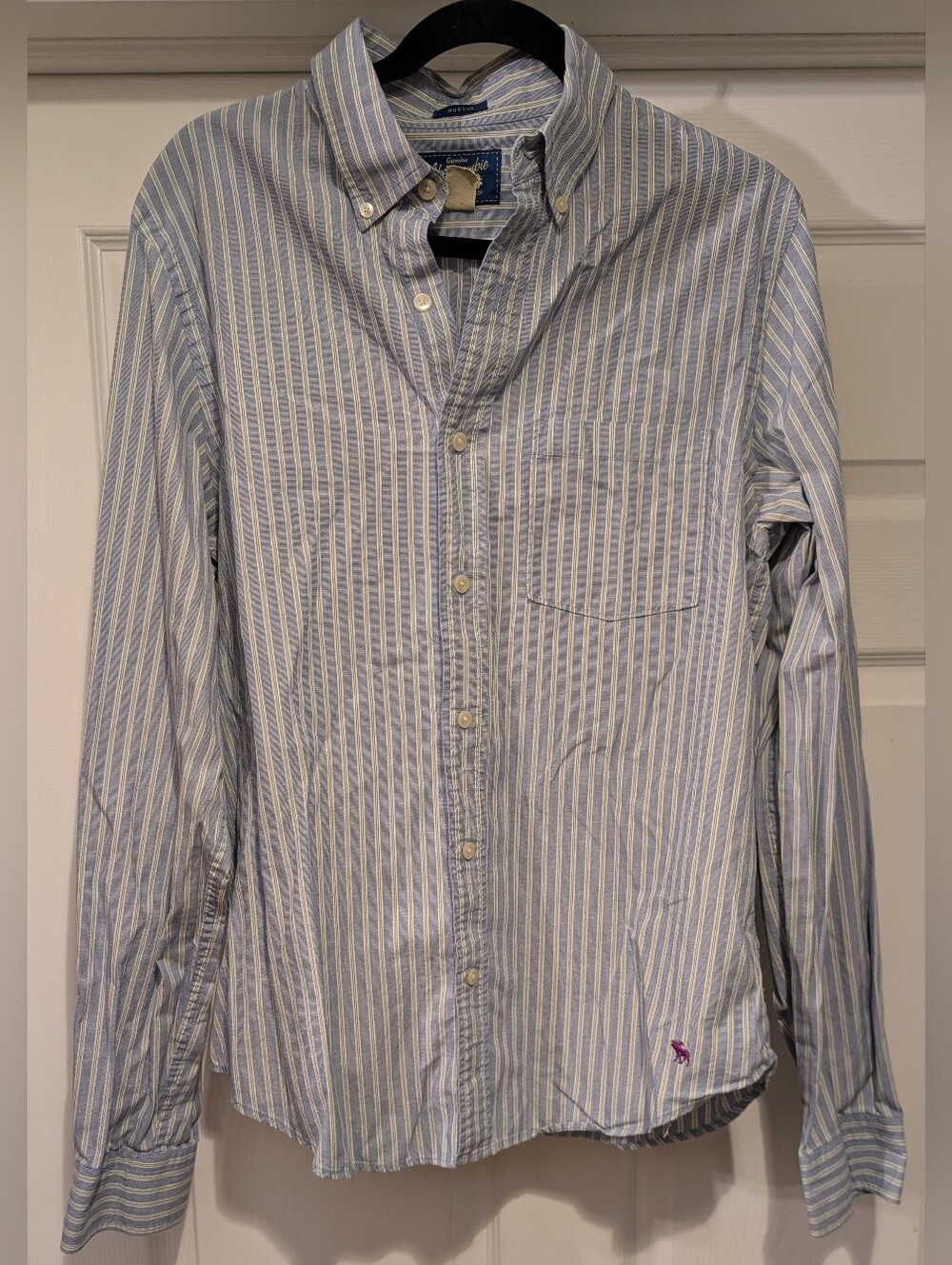 Abercrombie & Fitch Vintage Mens Blue Casual Button Down Muscle Shirt Stripes XL